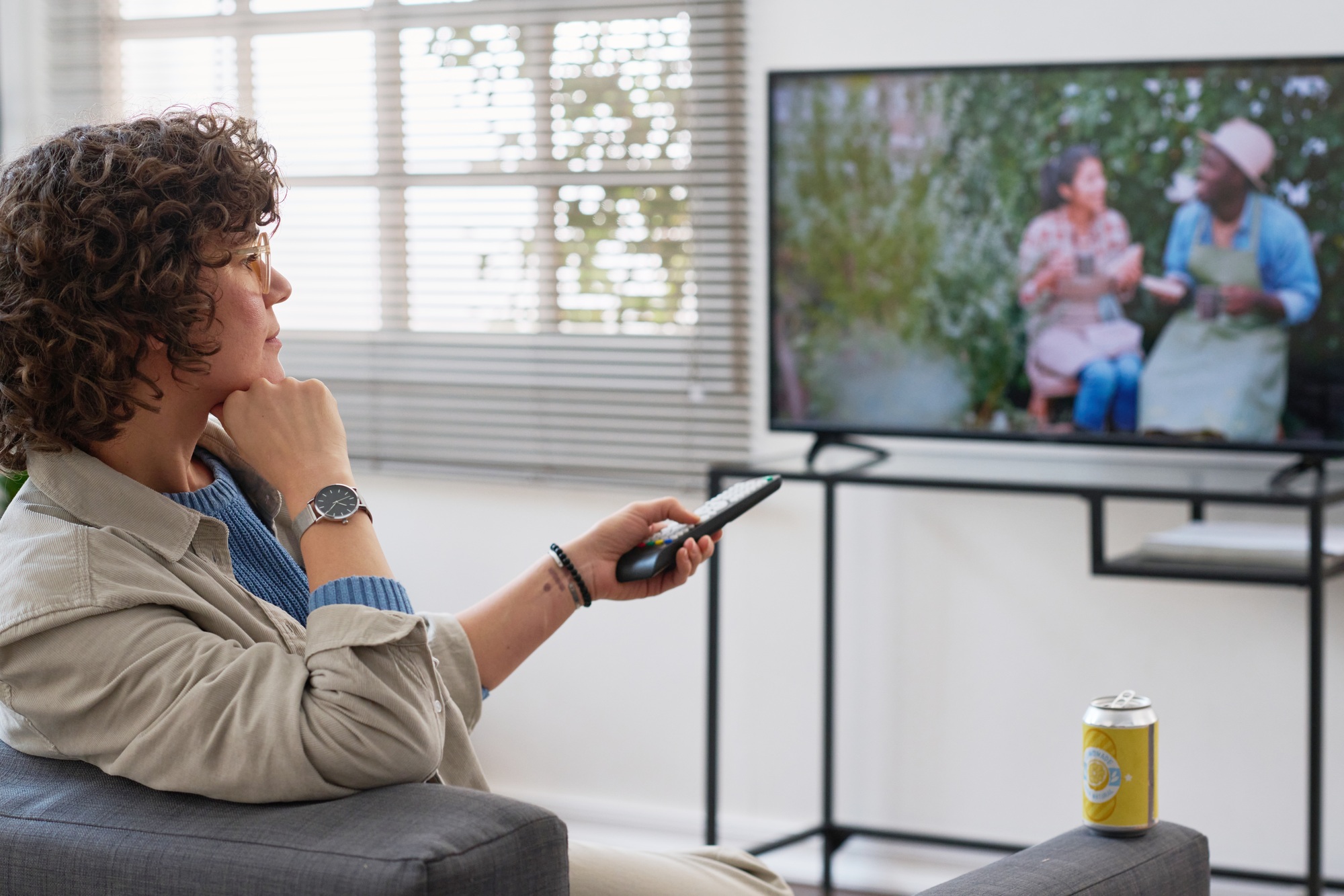 Woman resting for watching TV