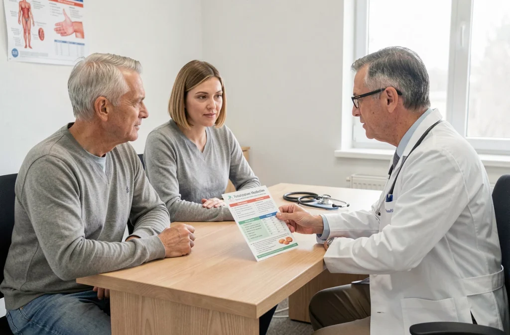 Couple en consultation médicale avec un cardiologue pour réduire la consommation de sel et protéger la santé du cœur